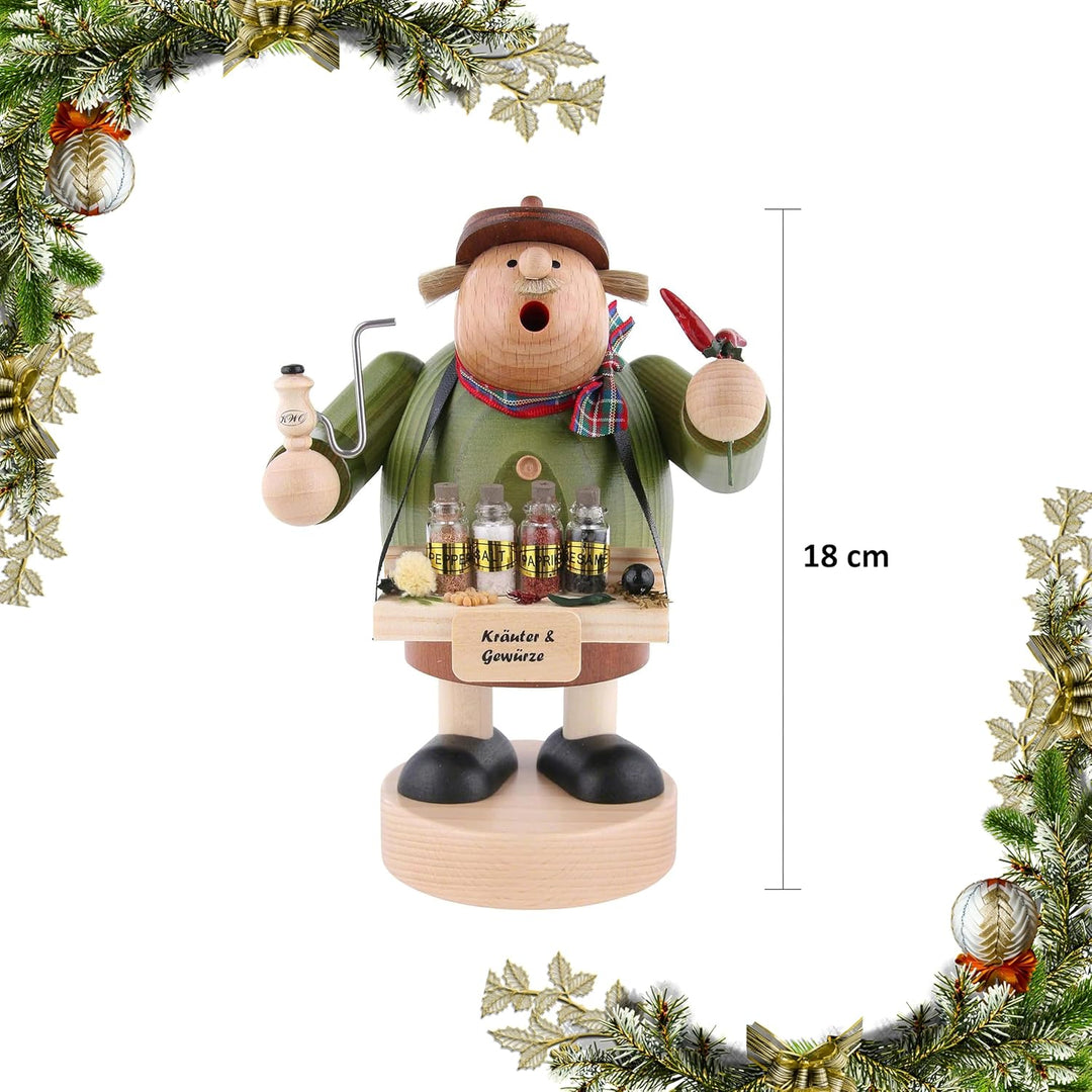Räuchermännchen Gewürzhändler 18 cm | Weihnachtsdeko traditionelle Kunsthandwerk aus dem Erzgebirge