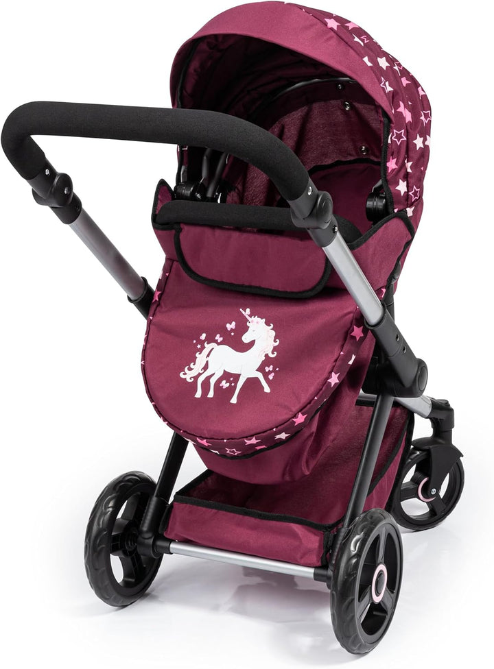Bayer Design 17023AA Puppenwagen Xeo mit Tasche, höhenverstellbarer Griff, Schwenkschieber, wandelba
