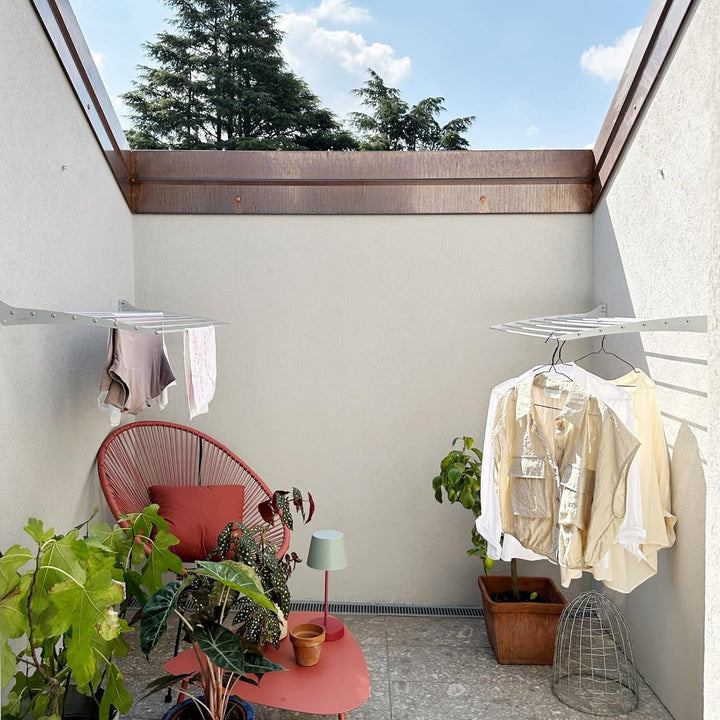 Foxydry Fold, wandwäscheständer, klappbar platzsparend, 116 cm | aus aluminium und edelstahl, nach u