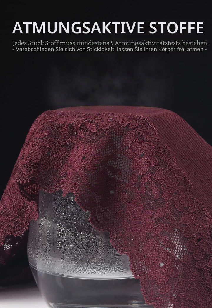 GNEPH Damen-Unterwäsche, Baumwolle, Bikini-Höschen für Damen, Unterhose, Slips, Hipster, Spitze, 5er