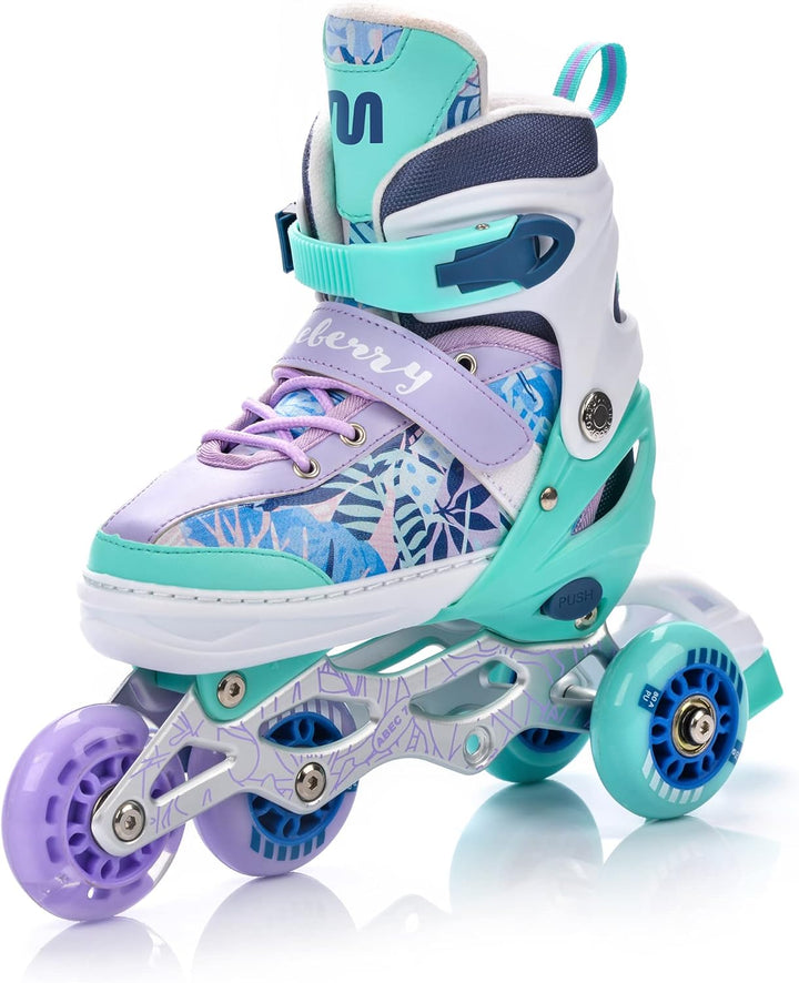 meteor verstellbare 4‑in‑1 Kinder Inline-Skates – Rollschuhe Inliner Schlittschuhe – ABEC‑7 PU‑Räder