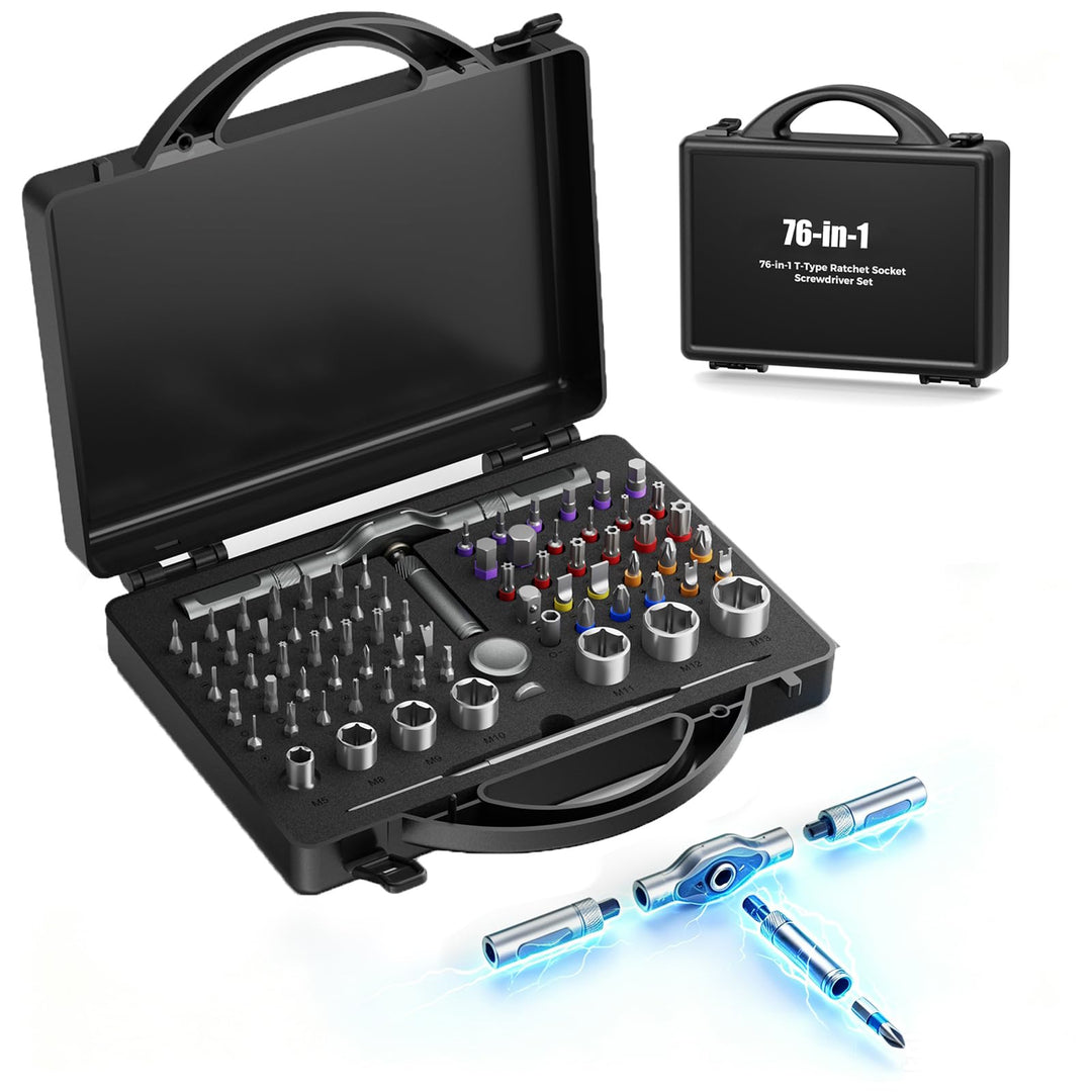 76 in 1 Ratschenschraubendreher set,Schraubendreher Set Magnetisch Mit S2-Stahlbits Multi Bit-Min Sc