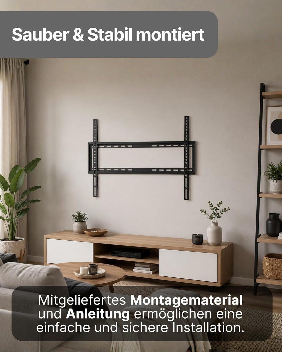 SCHWAIGER TV-Wandhalter abnehmbar I 37-80 Zoll Fernseherhalterung ultraflach mit 1,95 cm Wandabstand