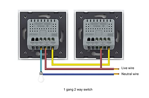Livolo dimmbarer Wechselschalter Kreuzschalter Dimmer Lichtschalter mit Glasblende in Schwarz