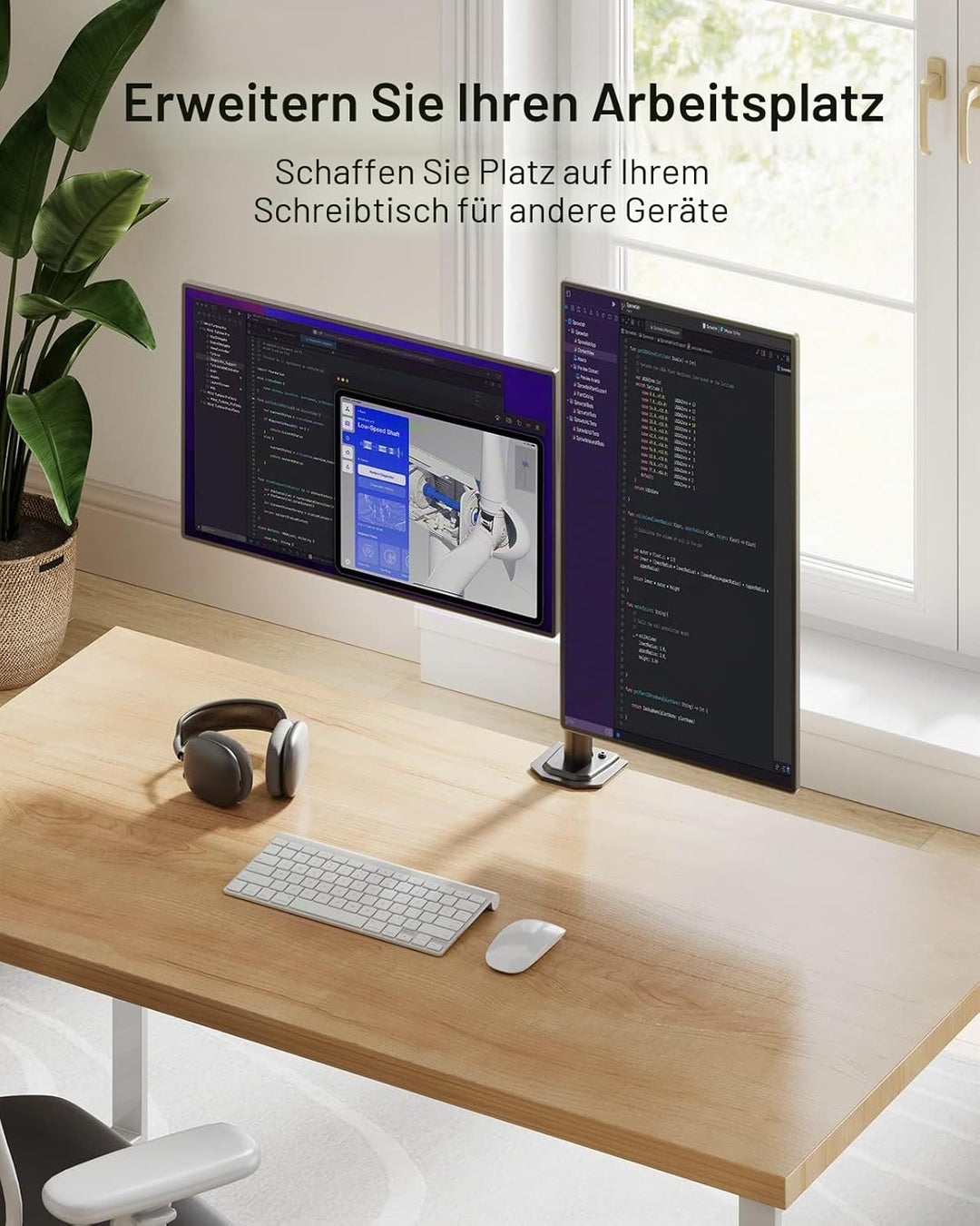 HUANUO Monitor Halterung 2 Monitore für 13-30 Zoll Bildschirme, Monitorhalterung 2 Monitore Höhenver