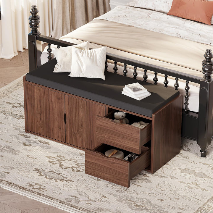 LVB Schubladen Schrank, Industrie-Schuh für Foyer Eingang Wohn-Schlafzimmer, Walnuss Eiche, 101 cm,