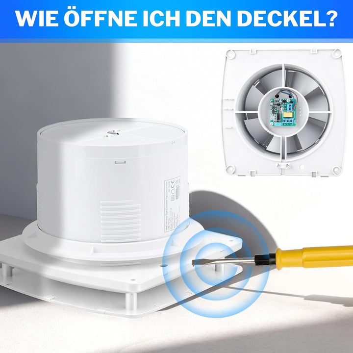 Ø150mm Badlüfter mit Feuchtigkeitssensor & Nachlauf [18W - IPX4-35db] Leiser Abluftventilator mit Rü