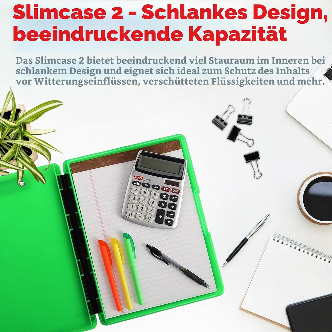 Dexas 3517-807 Slimcase 2 Klemmbrett mit seitlicher Öffnung, Kunststoff, neon Green, 12.5" x 9.5", n