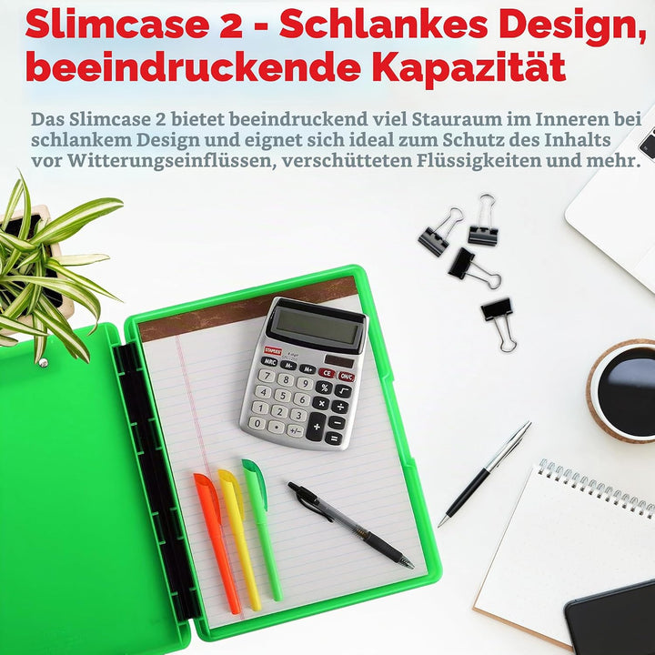 Dexas 3517-807 Slimcase 2 Klemmbrett mit seitlicher Öffnung, Kunststoff, neon Green, 12.5" x 9.5", n