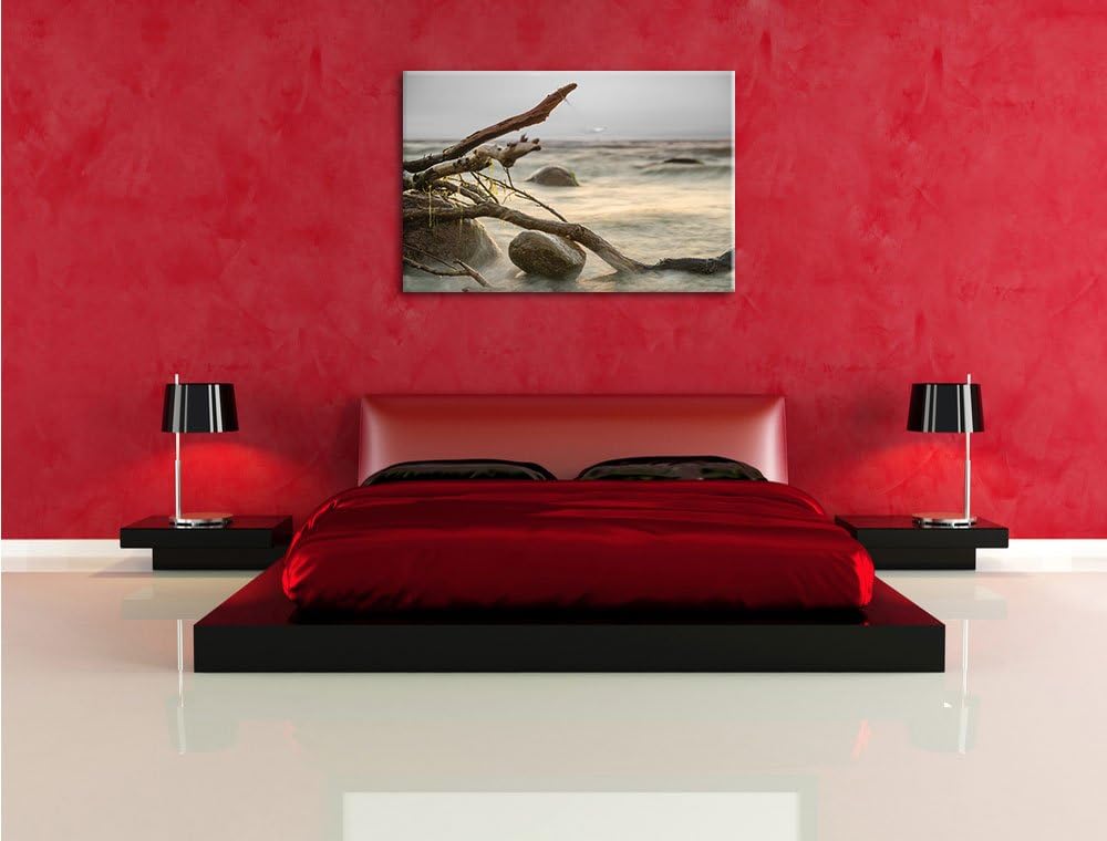 Pixxprint Ruhige See im Nebel als Leinwandbild/Grösse: 100x70 / Wandbild/Kunstdruck/fertig bespannt,