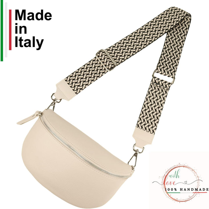 MIRROSI® Bauchtasche Damen, Echtleder, Made in Italy, Umhängetasche, Brusttasche, Crossbody Bag (1 T