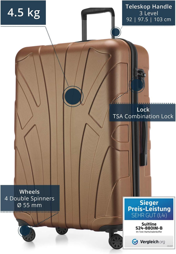 suitline - Grosser Hartschalen-Koffer Koffer Trolley Rollkoffer XL Reisekoffer, TSA, 76 cm, ca. 96-1
