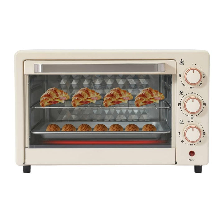 22L Elektrobackofen, Mini Backofen Pizzaofen mit Einstellbarer Temperatur und 60-Minuten-Timer, 2 Ei