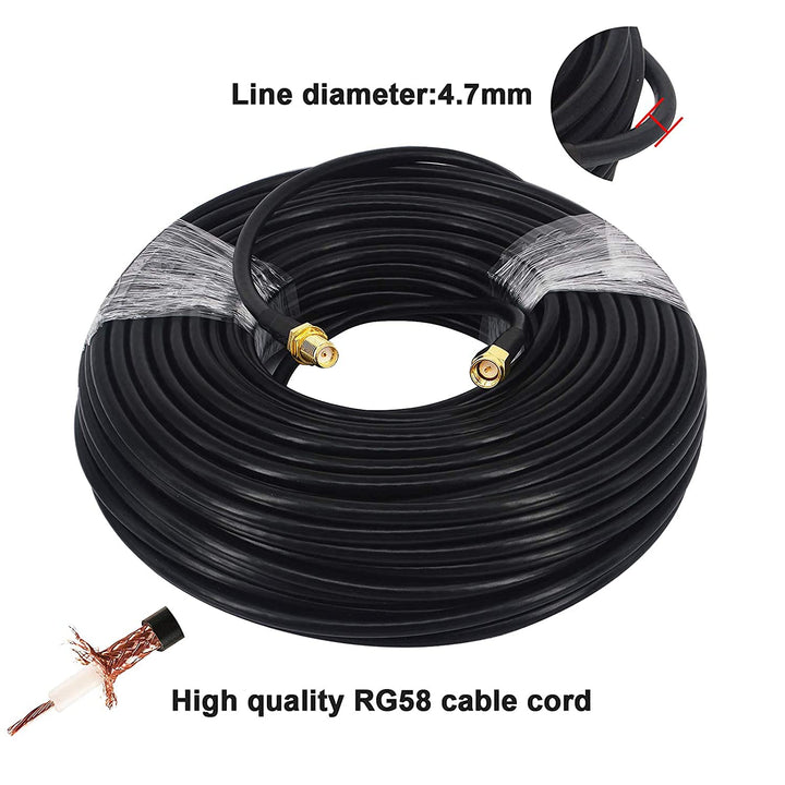BOOBRIE RG58 SMA zu SMA Kabel 25M WiFi Antennenkabel SMA Buchse auf SMA Stecker Koaxial Kabel Verlus