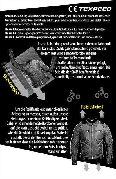 TEXPEED Motorrad lederjacke herren mit protektoren - Schwarz Bikerjacke - Motorrad mit original bike