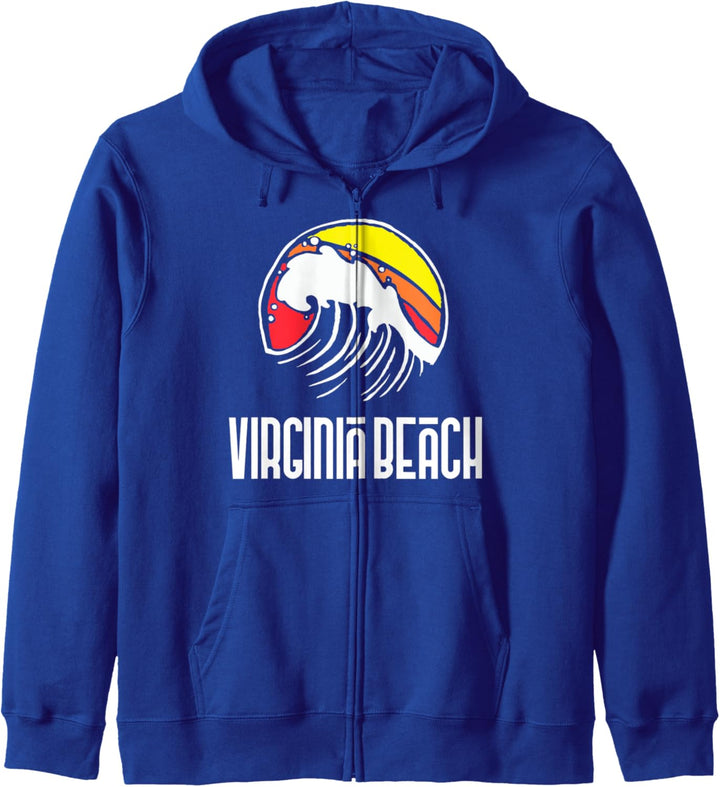 Virginia Beach Vintage 80s Retro Surfing Beach Wave Graphic Kapuzenjacke