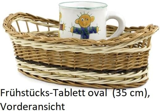Manufaktur Martinshof Frühstücks-Tablett oval (35 cm) LxBxH 35cm x 23cm x10cm Weide, geflochten; Trä