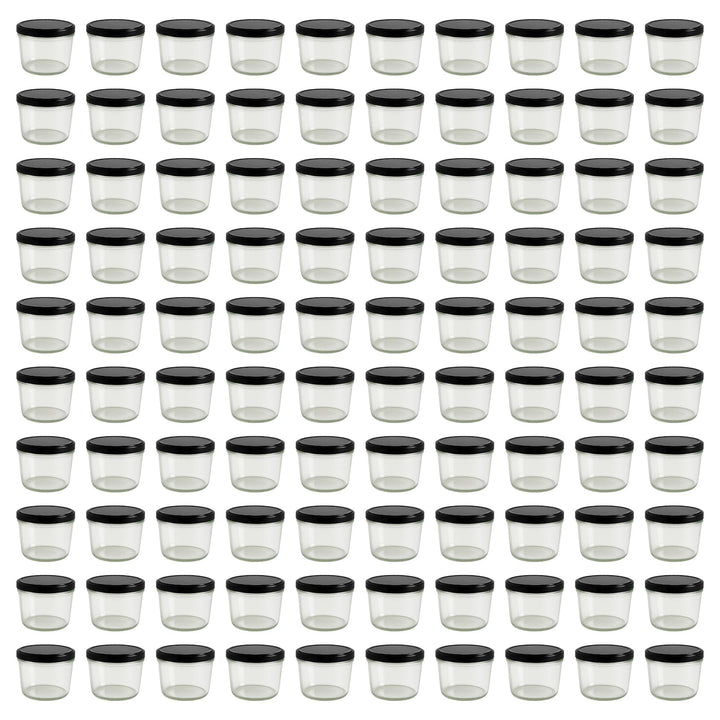 Vitrea 100x Marmeladengläser 230 ml - mit Deckel Schwarz TO 82 - Einmachgläser zum befüllen mit Schr