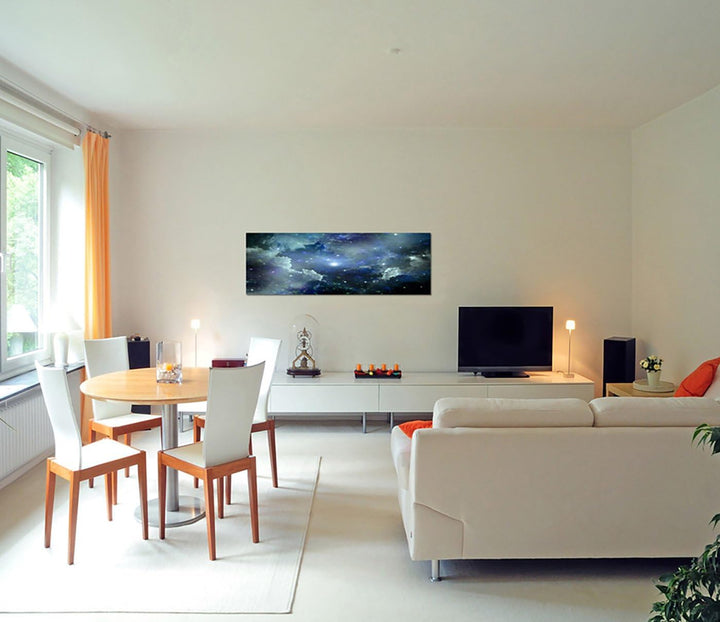 Paul Sinus Art Panoramabild auf Leinwand und Keilrahmen 150x50cm Weltraum Sterne Galaxie Planeten