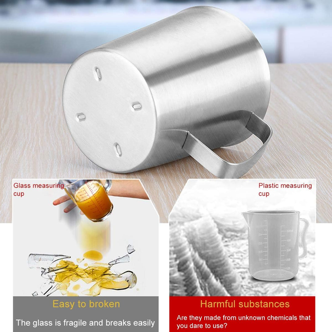 Kitchnexus Messbecher Edelstahl 1L, Milchkännchen Messkanne Milk Pitcher für Küche Kaffee Latte Capp