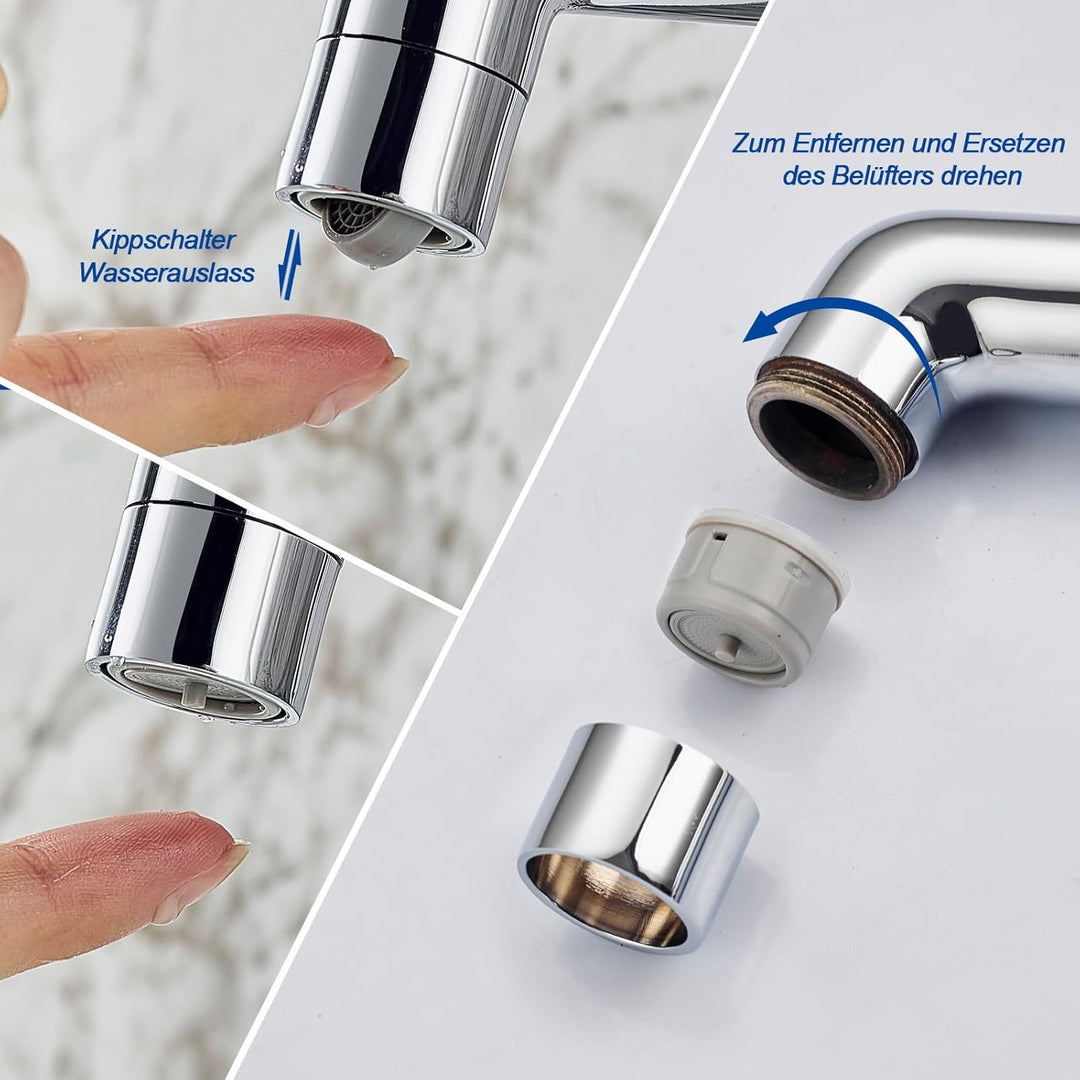 Wasserhahn Bad LakeBayMZC Hoch Chrom Mit Auslaufhöhe 203 mm, Messing Armatur Badezimmer mit 360° dre