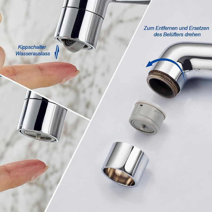Wasserhahn Bad LakeBayMZC Hoch Chrom Mit Auslaufhöhe 203 mm, Messing Armatur Badezimmer mit 360° dre