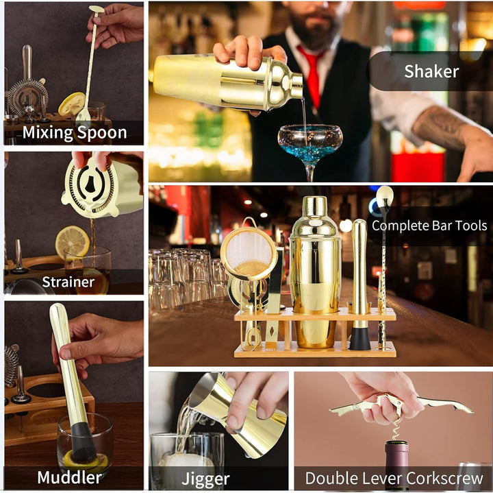 OBALY Barkeeper Kit 11-teilig Cocktail Shaker-Muddler für Cocktails 25oz Boston Shaker-Bar-Zubehör m