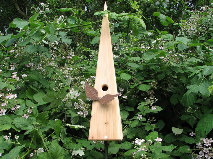 WEIDENPROFI Nistkasten, Vogelhaus mit Standfuss aus Lärchenholz, Modell Vogeldorn, Design Flügel: 16