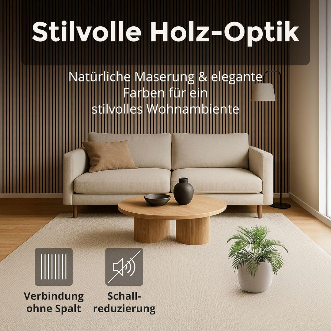 Dalsys Akustikpaneele 60x60cm, 4 Stück Eiche hell, Wandverkleidung Wanpaneele Holz, Lamellenwand mit