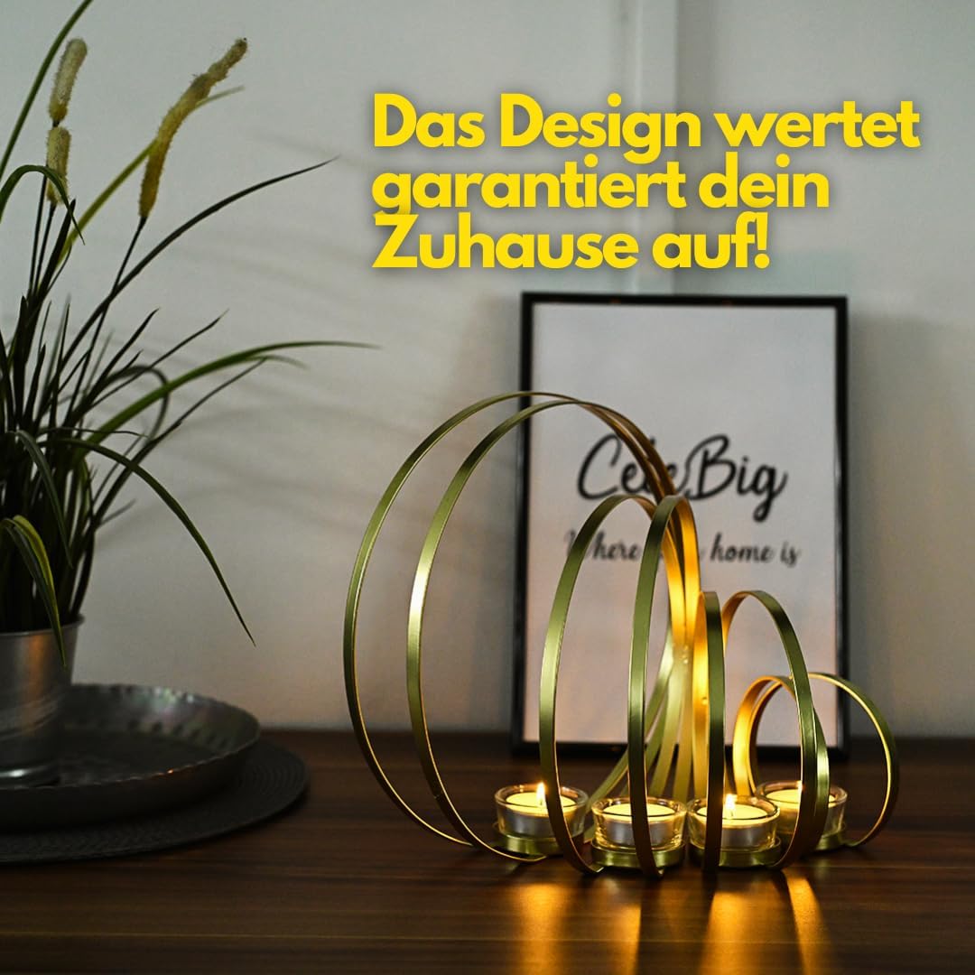Kerzenständer 2er Set | Teelichthalter Gold | Kerzenständer Gold | Kerzenhalter mit Windlicht | Kerz