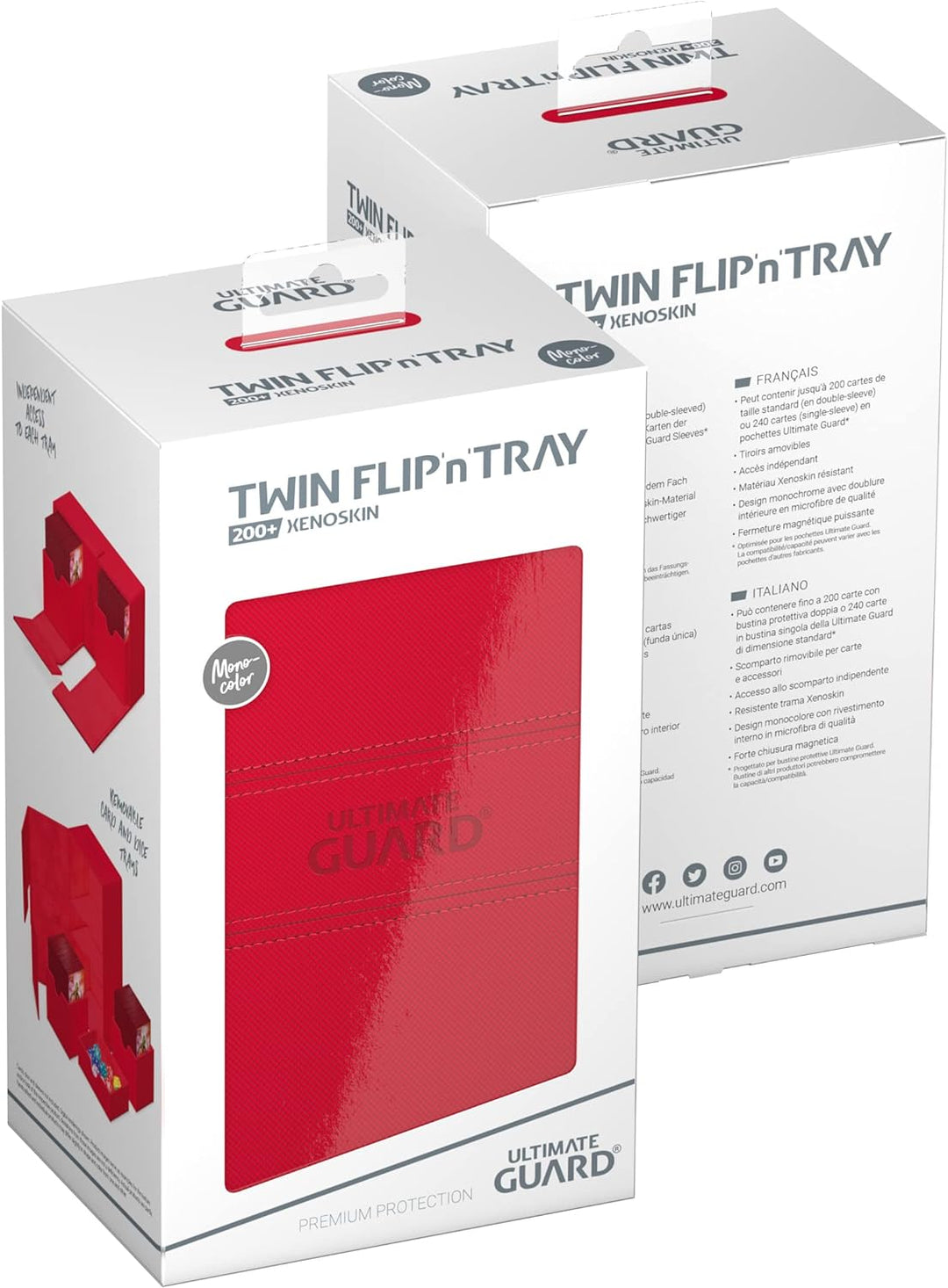 Ultimate Guard Twin Flip`n`Tray 200+ XenoSkin Monocolor Rot, Rot
