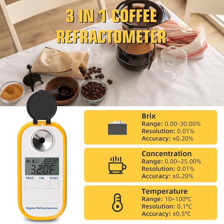 AMTAST Digitales Kaffee Refraktometer TDS-Meter Zucker Brix TDS Messgerät