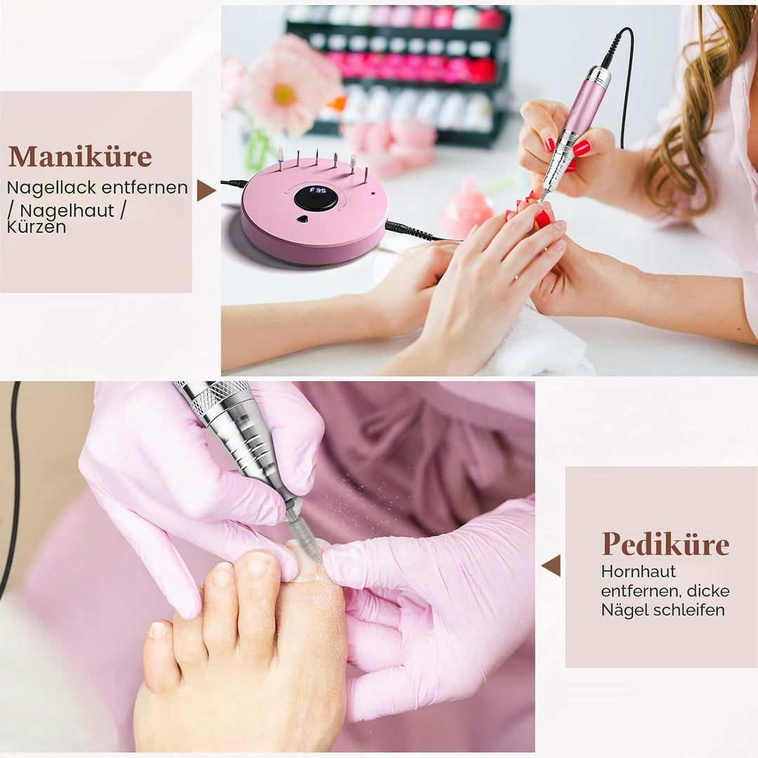Nagelfräser für Gelnägel 35000 U/Min, Acrylnägel, Maniküre Pediküre set, Nagelfräser Professionelle