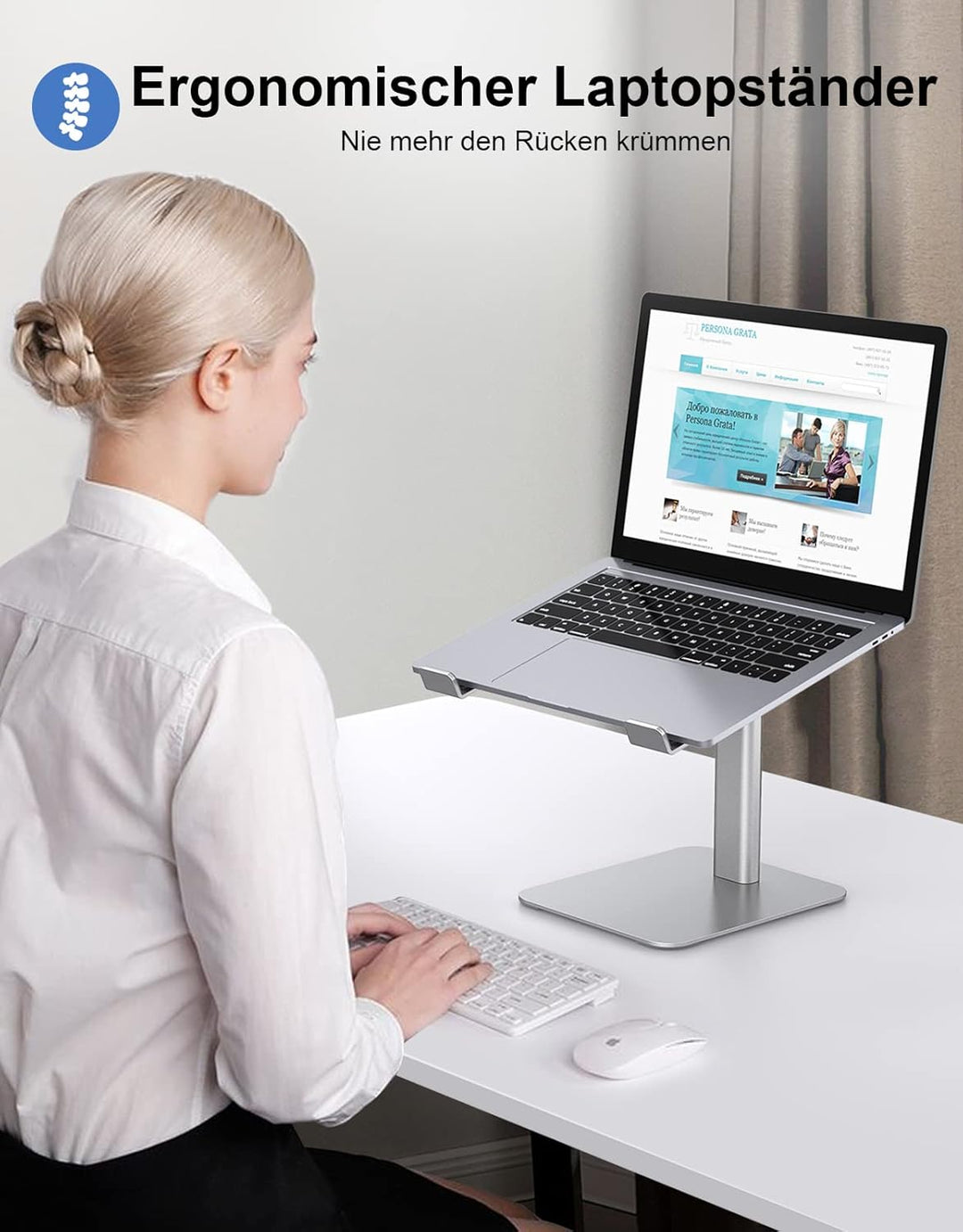 Babacom Laptop Ständer, 8 Höhenverstellbar Aluminium Kühlpads Laptop Stand, Ergonomischer Belüfteter