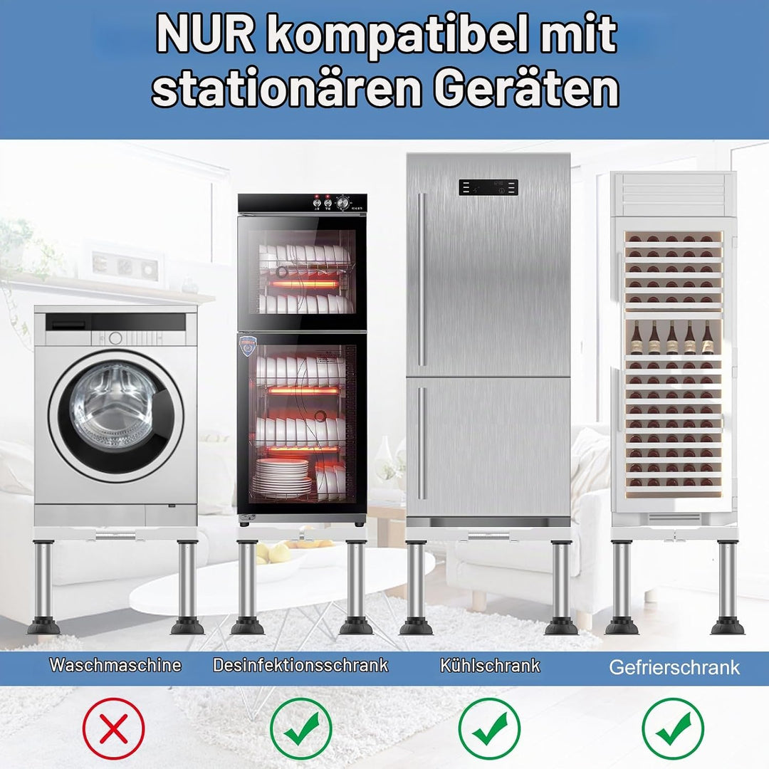 DEWEL Untergestell Kühlschrank Sockel Höhe 30-33cm Verstellbare 4 Stabile Saugnapf Füsse unterschran