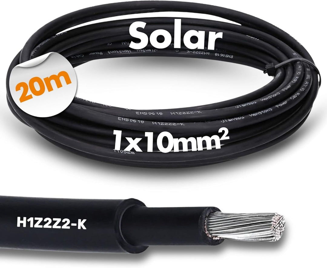 20 Meter Lapp 1023760 H1Z2Z2-K Solarkabel 10mm² optimierte Version I Kabel für Solartechnik I Solarl