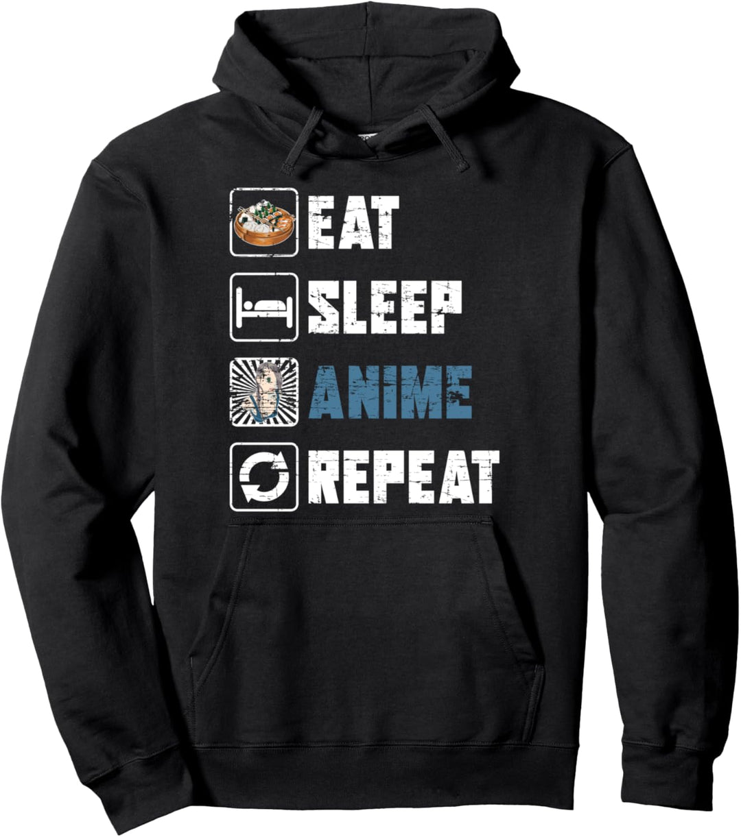 Ramen Nudeln Otaku Essen Schlafen Anime Wiederholen Anime Pullover Hoodie