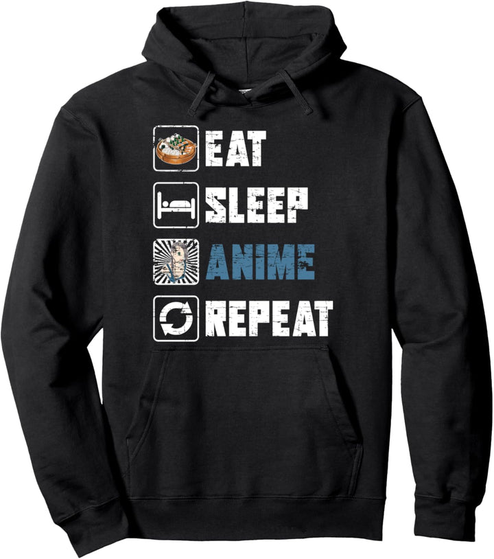 Ramen Nudeln Otaku Essen Schlafen Anime Wiederholen Anime Pullover Hoodie