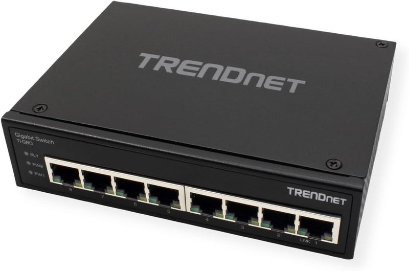 TRENDnet TI-G80 8-Port gehärteter industrieller Gigabit-DIN-Schienen-Switch, 16-Gbit / s-Schaltkapaz