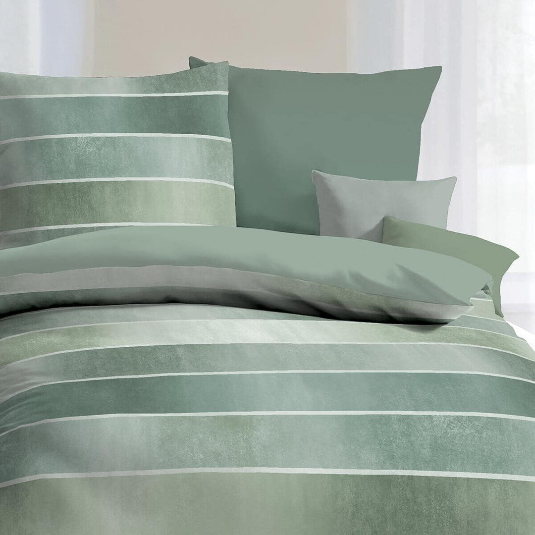 Kaeppel Mako-Satin Bettwäsche Timeless Jade, 1 Bettbezug 155 x 220 cm + 1 Kissenbezug 80 x 80 cm Jad