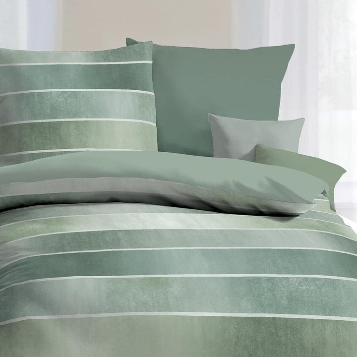 Kaeppel Mako-Satin Bettwäsche Timeless Jade, 1 Bettbezug 155 x 220 cm + 1 Kissenbezug 80 x 80 cm Jad