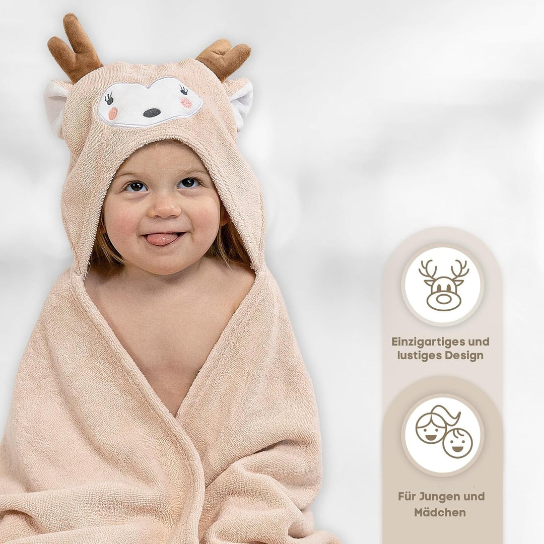 Baby Handtuch Kapuze aus 100% Bio-Baumwolle – Baby Badetuch mit Kapuze superweich – Ideal als Badepo