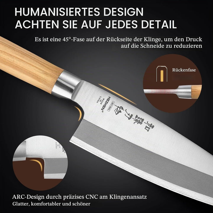 HEZHEN 18CM Deba Messer,Messer Asiatischer Art, Japanischer Stil Schmiedestahl Fische Lachs Filetier