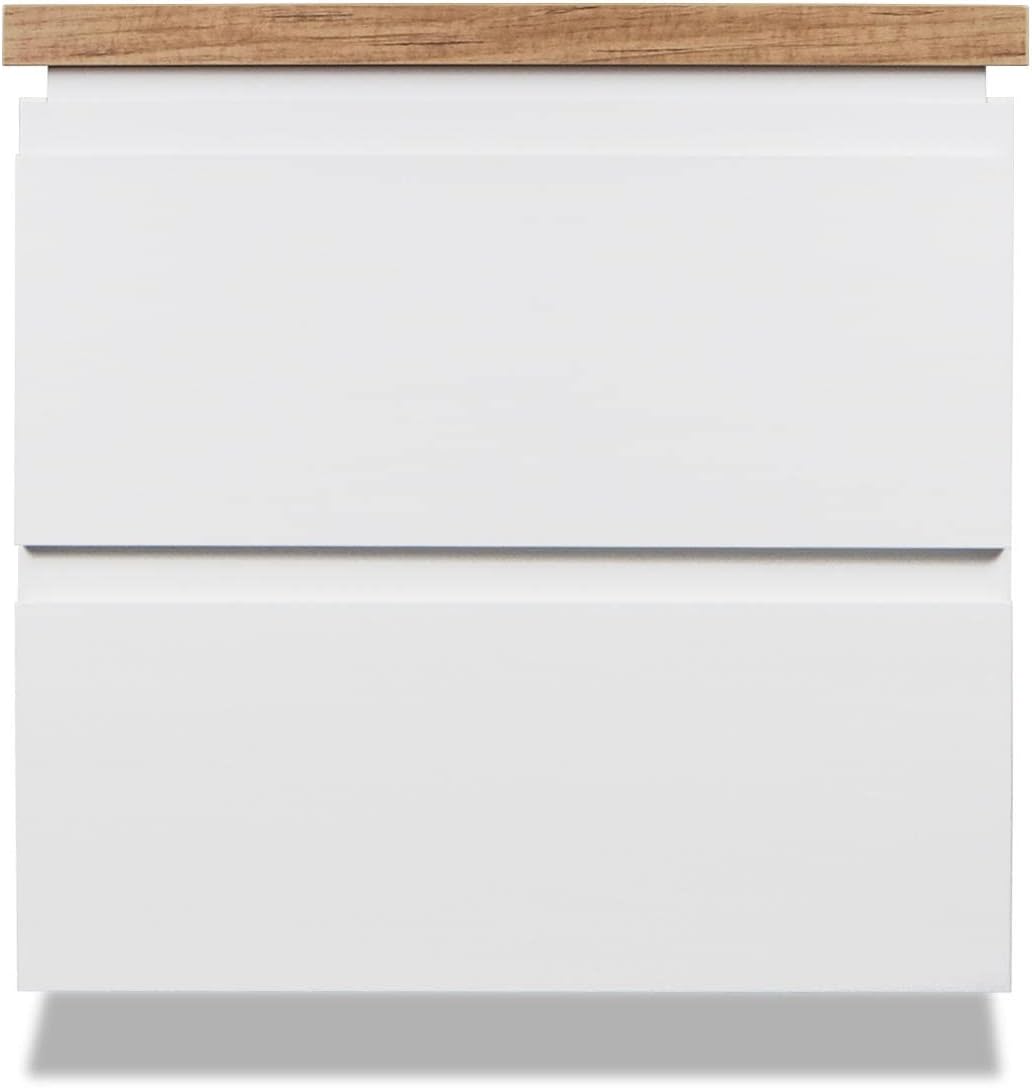 VBChome Badmöbel 50x40 cm Weiss Aufsatzwaschbecken ohne Hahnloch 46x33 cm Aufsatzwaschtisch Waschbec