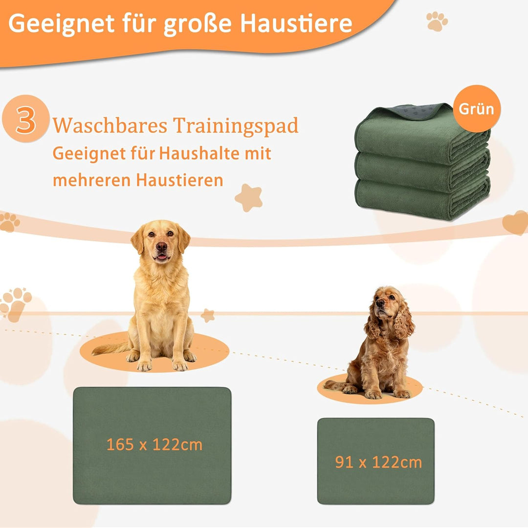 Waschbare Hundepads 91x122 cm 3er Set，Waschbare Haustier-Urinunterlage Schnell Absorbierend, Wasserd