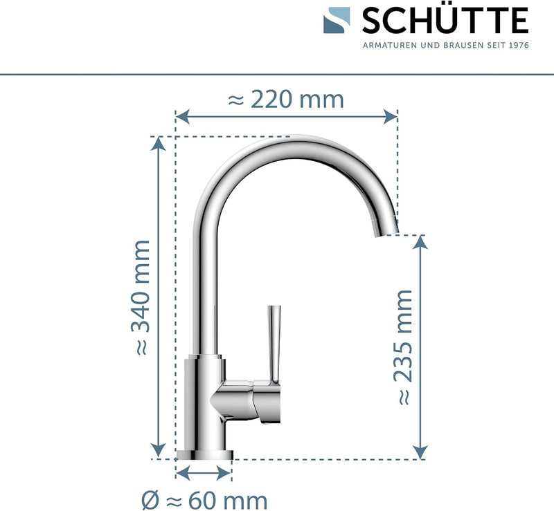 SCHÜTTE Küchenarmatur Cornwall, Wasserhahn Küche, 360 Grad schwenkbare Spültischarmatur für Doppelsp