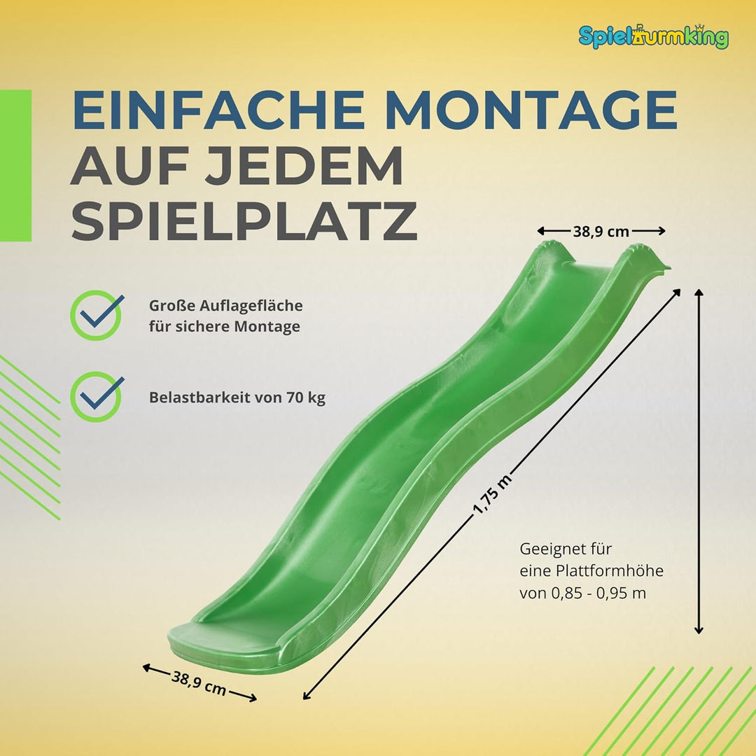 Kinder Stabile Wasserrutsche, Alternative zu Indoor Spielgeräten, 1,75 Meter lang, Rutsche für den G