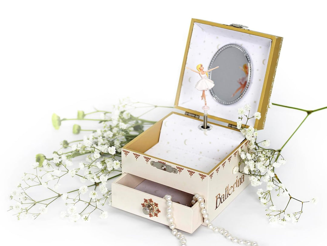 Trousselier 6260703 Musikspieldose für Kinder, Ballerina, nachtleuchtend, Schmuckschatulle mit auszi