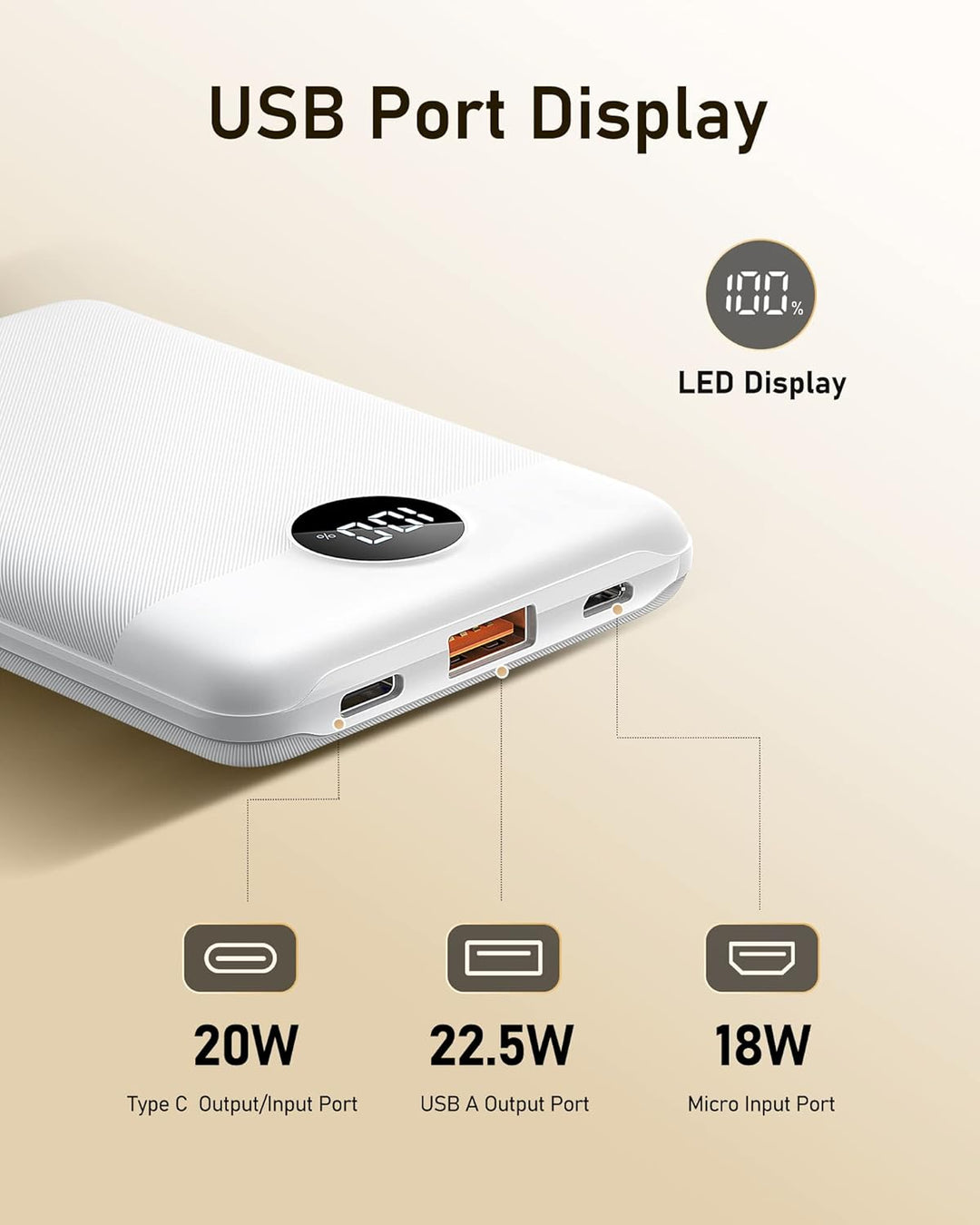 Powerbank 10000mAh VEEKTOMX Power Bank Klein Aber Stark 22,5W Mini Power Bank PD3.0 QC3.0 USB C Exte