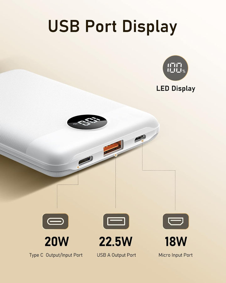 Powerbank 10000mAh VEEKTOMX Power Bank Klein Aber Stark 22,5W Mini Power Bank PD3.0 QC3.0 USB C Exte